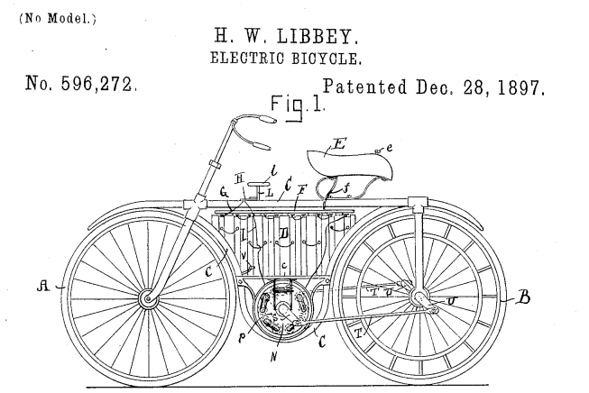 Source: Hosea W. Libbey Electric Bicycle (US Patent 596272), 1897